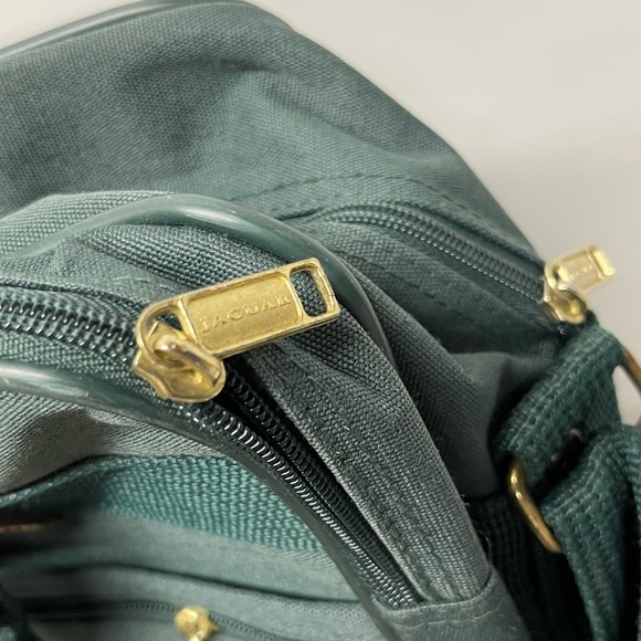 Jaguar Green Canvas Laptop Bag Briefcase Travel Work Bag Faux Leather Trim - Picture 6 of 15